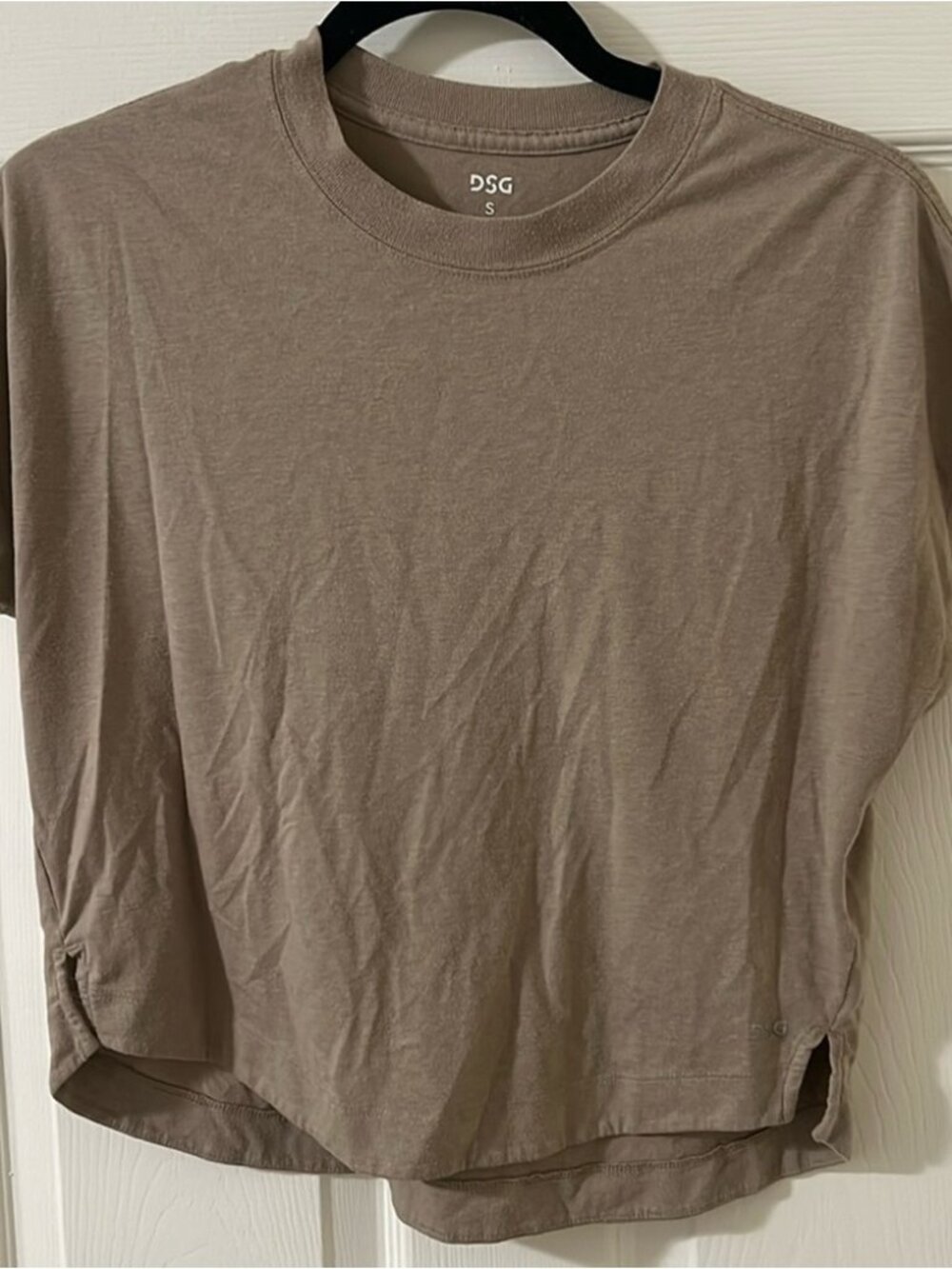 Tan Crop Relaxed Short Sleeve Tee